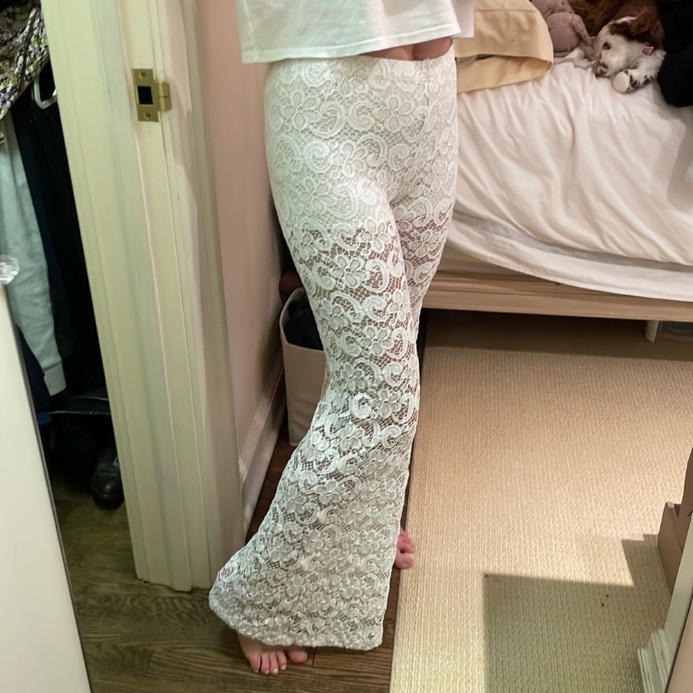 Nightcap white lace stretch pant
